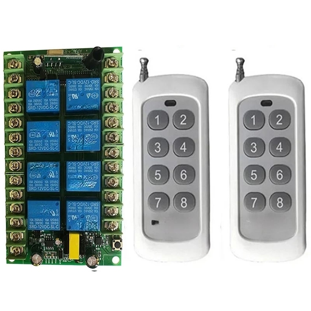 AC 220V 8 CH Channels 8CH RF Wireless Remote Control Switch Remote Control System receiver transmitter 8CH Relay 315/433 MHz....