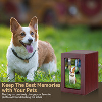 Venta caliente negro mascota perro madera Memorial cremación urna mascota cremación caja para animales pequeños