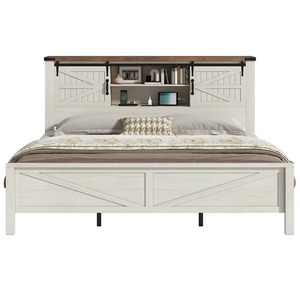 Custom Wholesale High Quality 3 Pieces Farmhouse Bedroom <strong>Set</strong> with King <strong>Bed</strong> <strong>Farme</strong> Vintage Sliding Barn Doors Compact Packaging - Product Image 4