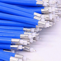 Câble coaxial semi-flexible RG402 RG141 0,141 pouce 50 ohms, gaine FEP bleue, câble de raccordement RF en cuivre plaqué argent