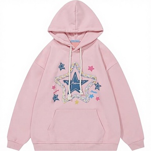Men's Winter <b>Washed</b> Star Graphic Fleece Hoodie with Embroidery Oversized Heavyweight Pullover - Product Image 3