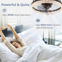 Ventilateur de plafond moderne en fer de 20 pouces avec télécommande, 6 vitesses, lampe LED, 5 pales, pour salon
