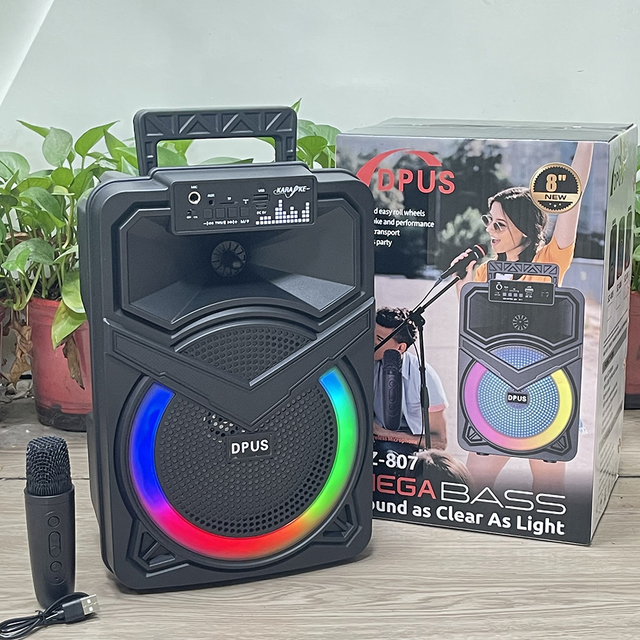 SZ-807 Popular Hot Sale Portable Outdoor 8 Inch Super Bass Wireless Karaoke Blue-tooth Speaker Active Woofer Party DJ Speaker