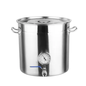 Large Capacity Induction Cooking Pot Stainless Steel Beer Brewing Equipment With Thermometer