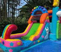 Maisons gonflables de rebond de lama 3D bon marché pour des enfants avec piscine et fosse à balles