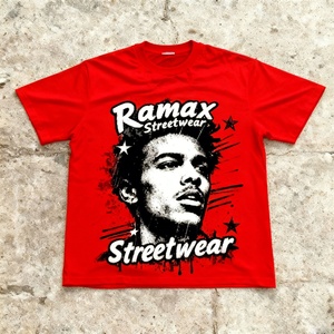 Camiseta Personalizada de 220 Gramos, 100% Algodón Tejido, Estilo Vintage, Corte Cuadrado, Holgada, con Estampado Puff, Ecológica y Transpirable - Product Image 1