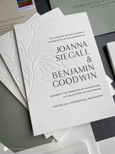 Carte de <span class=keywords><strong>menu</strong></span> d'invitation de luxe papier d'art personnalisé carte d'invitation typographique personnalisée carte de date en relief pour <span class=keywords><strong>mariage</strong></span> - Product Image 2