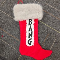 Nouvelle chaussette de Noël en velours décorative 3D Élan et Chevalier, style talon haut, sac à bonbons de Noël