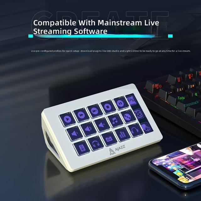 AJAZZ AKP153 Numeric Keyboard Desktop Controller with Programmable Shortcuts PS/2 Wired for Stock Trading Live Tone