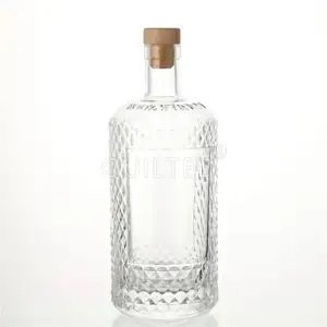 玻璃瓶供应商定制700毫升圆形酒瓶威士忌伏特加白兰地瓶