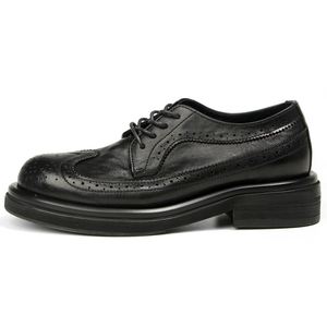 Chaussures de bureau et de carrière pour hommes en cuir véritable faites à la main, légères et confortables, à bout pointu, augmentant la taille, pour hommes - Product Image 2