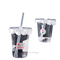 Gobelet jetable avec couvercle en plastique transparent sans BPA pour boissons chaudes et froides