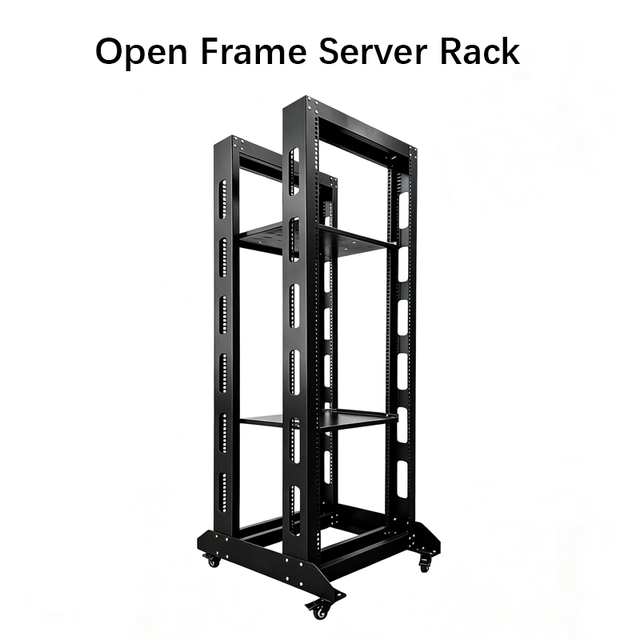 Open Frame Server Rack Heavy Duty 4 Post Floor Standing Network Cabinet Spcc Cold-Rolled Steel Stock for Data Center Server Room