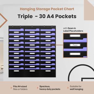 30-Pocket 600D Oxford File Pocket Chart, Over Door Hanging Organizer for Files & Magazines, Wall Storage for Classroom Office - Product Image 3