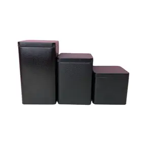 luxury food packaging metal tin box/black square tea container tin/can chocolate box