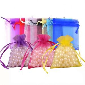 Sacs en tulle avec cordon de serrage, pochettes pour bijoux, sacs d'emballage pour cadeaux, sachets pour cadeaux de mariage, sacs en organza - Product Image 1