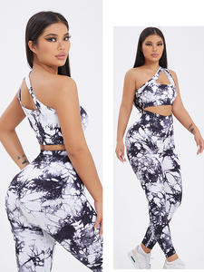 नए आगमन टाई डाई सहज खेल ब्रा उच्च कमर शॉर्ट्स स्क्रैच बट लेगिंग 3 पीसी सूट त्वरित सुखाने योग सेट - Product Image 3