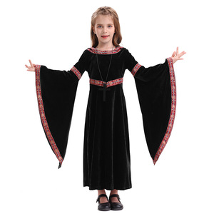 <span class=keywords><strong>Disfraz</strong></span> de bruja para niñas, <span class=keywords><strong>disfraz</strong></span> de Carnaval de Halloween, <span class=keywords><strong>hechicera</strong></span> Medieval, vestido gótico pagano de terciopelo con capucha, capa de mago vampiro - Product Image 1