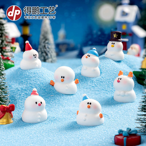 Adorable poupée bonhomme de neige de Noël en résine, mini-ornement, décoration intérieure, accessoire pour maison de poupée - Product Image 3