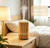 Humidificateur ultrasonique alimenté par USB, mini lampe de nuit LED douce avec aromathérapie, design silencieux et anti-fuite, utilisation domestique et automobile