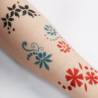 Pochoirs de tatouage au henné en PVC autocollants GP en stock, noirs, réutilisables, pour art corporel temporaire, pochoir DIY avec emballage individuel
