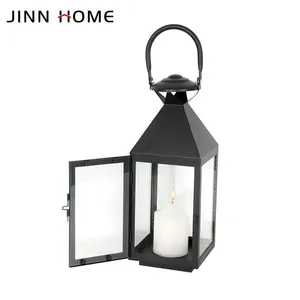 Metal Home Decoration Big Garden Black Outdoor Metal <strong>Lantern</strong> Candle Holder <strong>Set</strong> - Product Image 2