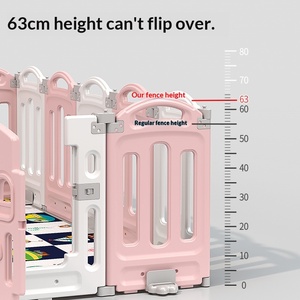 Recinto da gioco per bambini, tappeto da gioco per neonati da interno, parco divertimenti domestico, tappetino per gattonare 1.5x1.8m, plastica rosa e bianca - Product Image 3