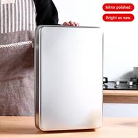 Nampan Persegi Panjang Stainless Steel 304 dengan Tutup, Wadah Penyimpanan Makanan, Loyang Panggang, Piring Sajian untuk Dapur Komersial, Restoran, Katering