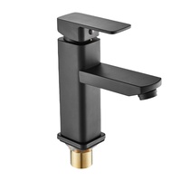 Robinet de lavabo à une poignée à montage sur pont noir mat avec noyau de valve en céramique Design contemporain en acier inoxydable pour la salle de bain