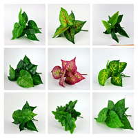 Tanaman Hias Simulasi Bonsai Mini Bunga Sutra Dekoratif Dinding Daun Kura-kura Daun Tetes Air Daun Guanyin