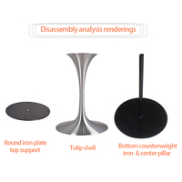 Pied de table en métal blanc en forme de trompette, base de table à manger en forme de tulipe pour dessus en marbre, acier, peinture moderne, vente chaude