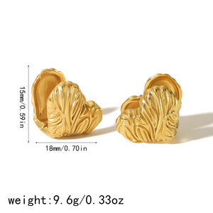 Heart-Shaped <b>Titanium</b> Steel <b>Stud</b> Earrings 18K Gold Silver Plated For Women Gift Jewelry TE6633 - Product Image 3