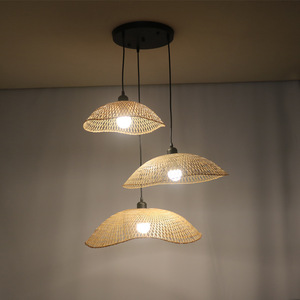 Lámpara colgante tejida de bambú, forma ovalada, fuente de luz LED E27 para hoteles, casas de huéspedes, restaurante, decoración de casa de té - Product Image 4