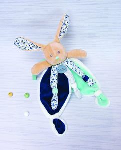 Bébé Nat' Doudou forme originale lapin assiette marine Poupi bleu fleur impression facile à saisir noeuds grandes oreilles literie idée cadeau <span class=keywords><strong>pour</strong></span> - Product Image 2