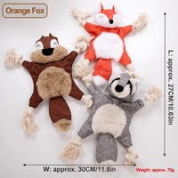 En stock Jouet à mâcher plat en peluche pour chien, résistant aux morsures, avec sonnette et couineur, en corde de coton, en forme de renard, raton laveur, écureuil, vente en gros