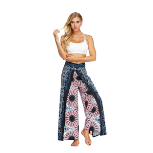 Pantalones Harem Casuales de Primavera para Mujer, Cintura Elástica, Estampados, Pierna Ancha, Estilo Bohemio, Ropa Deportiva para Yoga y Fitness, Poliéster, Estampado Digital, Holgados - Product Image 1