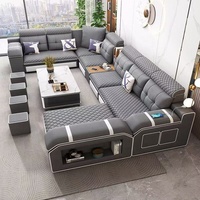 Juego de Sofás en Forma de U de Lujo Moderno, Muebles para Sala de Estar, Juego de Sofás de Tela en Forma de U Simple y Multifuncional