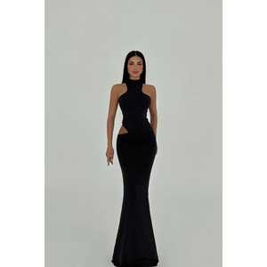 ชุดราตรีสีดำสำหรับผู้หญิง ทรงบอลกาวน์ สายเดี่ยว ทรงเอ็มไพร์ เอวสูง เรียบหรู สำหรับงานเลี้ยงตอนเย็น งานแต่งงาน มีไซส์ XS ถึง XL - Product Image 1