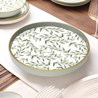 Plateau décoratif rond nordique moderne avec imprimé floral coloré, plateau de service élégant pour table basse