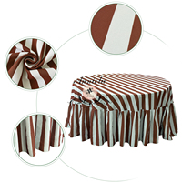 Nappe en polyester ANNIELU à rayures chocolat et menthe, taille personnalisée, design jupe volantée, tissu effet coton pour mariage en extérieur