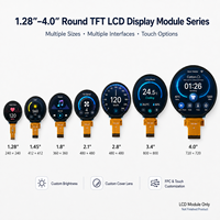 شاشة عرض LCD دائرية TFT مقاس 1.28 و1.45 و1.8 و2.1 و2.8 و3.4 و4.0 بوصة بدقة 480×480 و720×720 مع خيارات MIPI وRGB وSPI وQSPI وخاصية اللمس السعوي