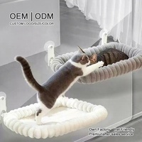 Hamac suspendu pour chat, pliable et lavable, à rayures, avec ventouse de fenêtre, haute capacité de charge, pour balcon, modèle Sunbathing Rabbit Plush