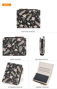 Baellerry nuovo fiore stampa da donna portafoglio sottile porta carte Bifold portamonete con cerniera tasca in pelle di grande capacità - Product Image 5