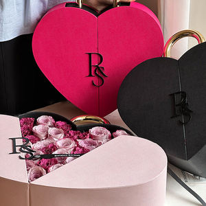 Креативный дизайн, двухдверный замок в форме сердца, цветочная упаковка, металлическая ручная пустая коробка, портативные подарочные коробки для цветов - Product Image 3