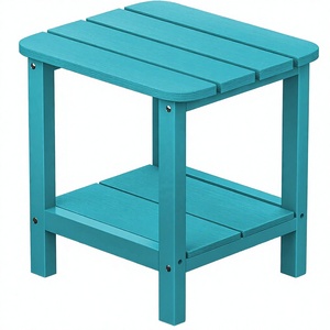 Modern Double Adirondack <b>Side</b> <b>Table</b> | Durable Plastic Outdoor <b>Square</b> <b>Table</b> | Multipurpose Bedroom Patio Furniture - Product Image 3