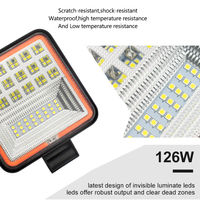 Lampe de travail carrée LED rouge pour voiture 24V 126W IP67 étanche 4000 Lumens en aluminium, nouveau style tendance