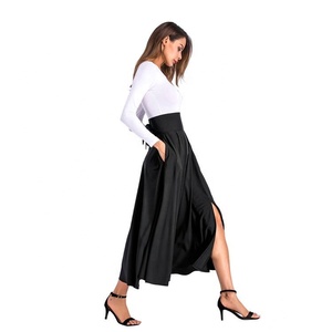 <span class=keywords><strong>Jupe</strong></span> <span class=keywords><strong>longue</strong></span> fendue pour femmes, <span class=keywords><strong>jupe</strong></span> vintage à volants plissés, poches, lacets, nœud, grande <span class=keywords><strong>taille</strong></span> 4XL - Product Image 3