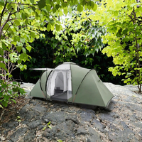 Tente de luxe à deux étages pour 4 à 6 personnes, idéale pour le camping familial et la randonnée en plein air, avec des poteaux en fibre de verre à armature droite