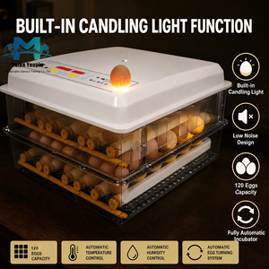 Incubateur automatique intelligent pour volailles <span class=keywords><strong>de</strong></span> 120 œufs avec double alimentation, 360 °   Circulation d'air et contrôle numérique pour poulets, canards et oies - Product Image 2
