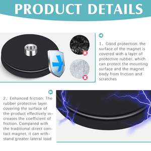 Car Mounted Sports Camera Fixed 1/4-20 Thread <strong>Rubber</strong> Coated Magnetic Holder Car Camera Magnetic Base <strong>Rubber</strong> Covered <strong>Magnet</strong> 88mm - Product Image 4